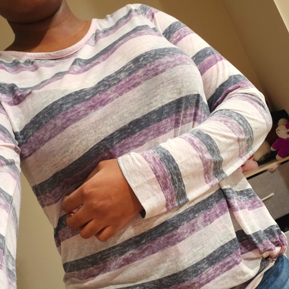 Thin striped long sleeved top